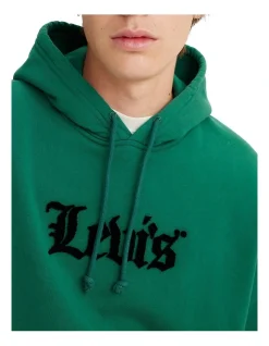 Levi's Relaxed Fit Graphic Hoodie In Olde English Evergreen -Coats Sales Store 978554080 3 720x928