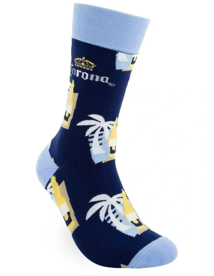 Foot-ies Corona 80's Collage Socks In Navy 3 Foot-ies Corona 80's Collage Socks In Navy