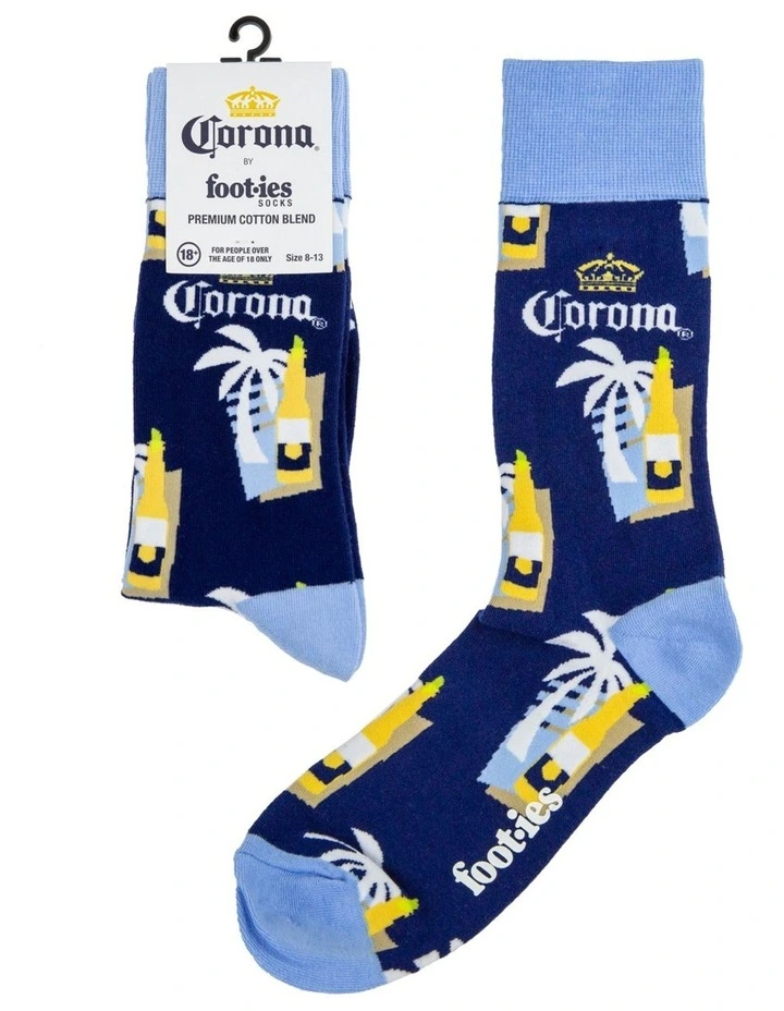 Foot-ies Corona 80's Collage Socks In Navy 4 Foot-ies Corona 80's Collage Socks In Navy - Image 2