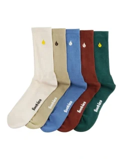 Foot-ies Blaze 5 Pack Sneaker Crew Socks In Multi