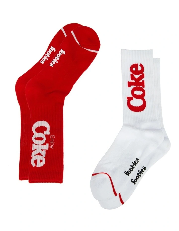 Foot-ies Enjoy Coke Sneaker Socks In Red/White 3 Foot-ies Enjoy Coke Sneaker Socks In Red/White