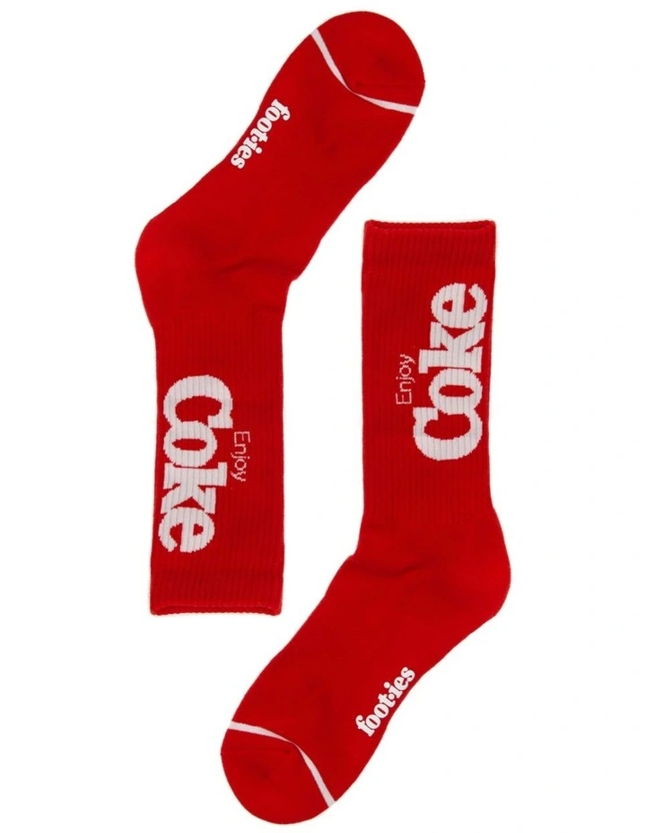 Foot-ies Enjoy Coke Sneaker Socks In Red/White 5 Foot-ies Enjoy Coke Sneaker Socks In Red/White - Image 3