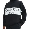 Calvin Klein Jeans Bold Logo Colorblock Sweatshirt In Black -Coats Sales Store 978800410 1 720x928