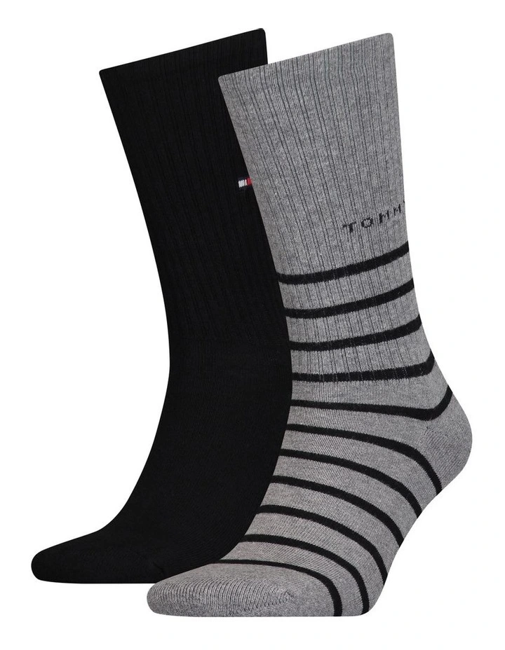 Tommy Hilfiger Breton Stripe Sport Socks 2-Pack In Grey 3 Tommy Hilfiger Breton Stripe Sport Socks 2-Pack In Grey