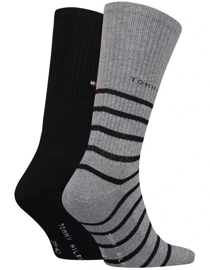 Tommy Hilfiger Breton Stripe Sport Socks 2-Pack In Grey 4 Tommy Hilfiger Breton Stripe Sport Socks 2-Pack In Grey - Image 2