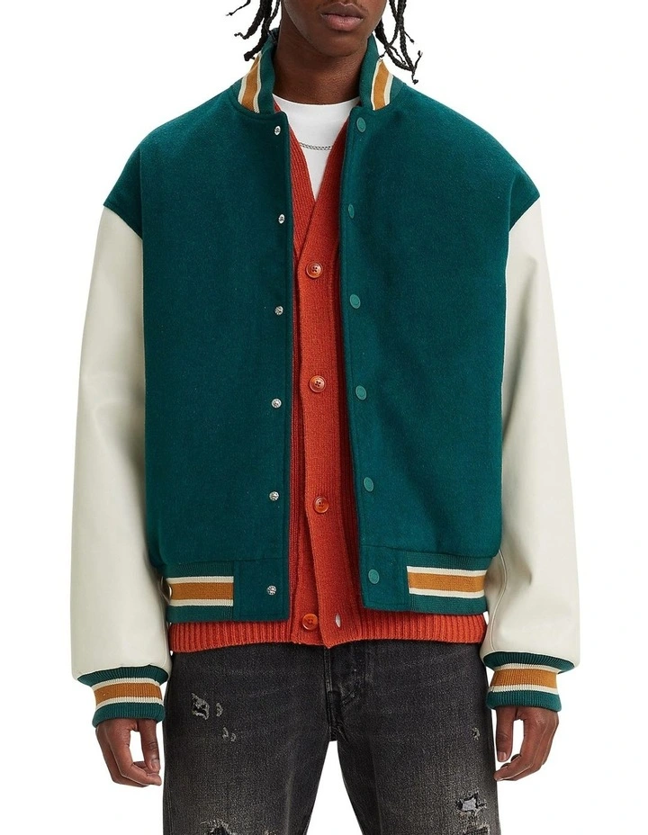 Levi's Coit Letterman Jacket In Green 3 Levi's Coit Letterman Jacket In Green
