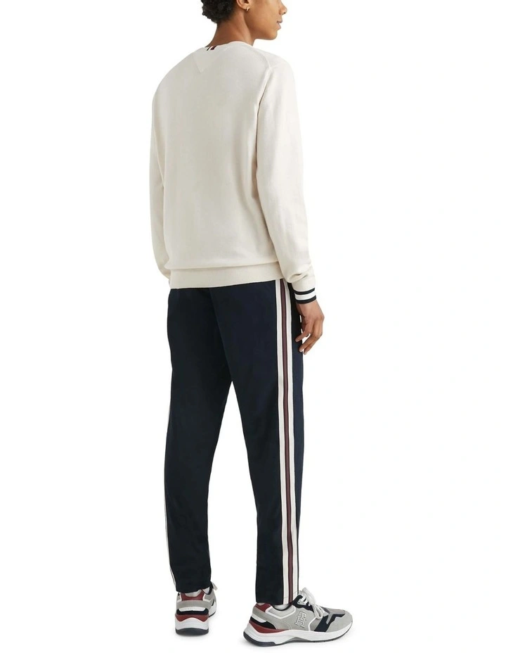 Tommy Hilfiger Flag Cuff Crew Neck Knit In White 5 Tommy Hilfiger Flag Cuff Crew Neck Knit In White - Image 3