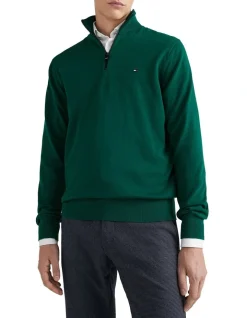 Tommy Hilfiger 1985 Zip Mock Knit In Prep Green
