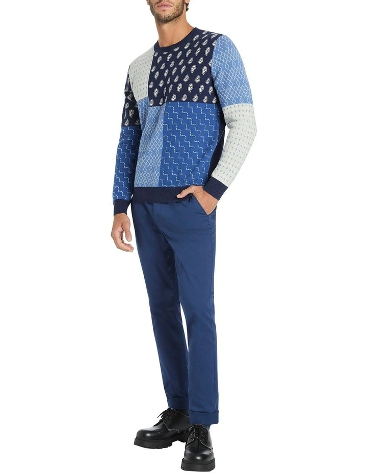 Marcs Mix And Patch Knit In Blue Multi 4 Marcs Mix And Patch Knit In Blue Multi - Image 2