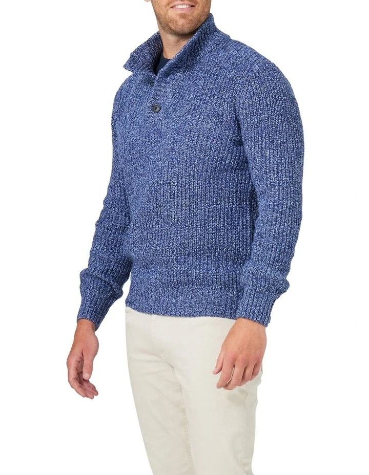 Blazer Oscar Button Neck Knit In Denim Blue 5 Blazer Oscar Button Neck Knit In Denim Blue - Image 3