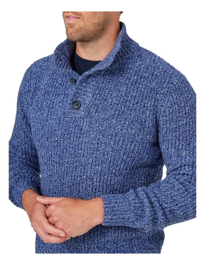 Blazer Oscar Button Neck Knit In Denim Blue 6 Blazer Oscar Button Neck Knit In Denim Blue - Image 4