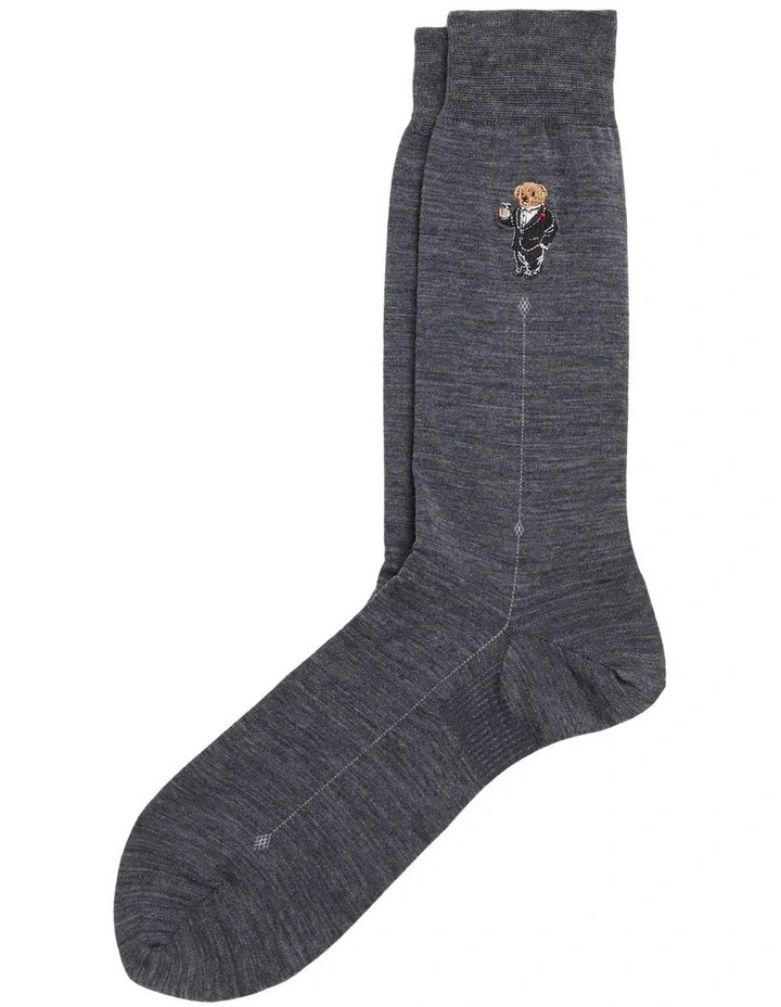 Polo Ralph Lauren Polo Bear Wool Blend Dress Socks In Grey 3 Polo Ralph Lauren Polo Bear Wool Blend Dress Socks In Grey