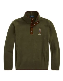 Polo Ralph Lauren Polo Bear Brushed Fleece Pullover In Green -Coats Sales Store 982785070 4 720x928