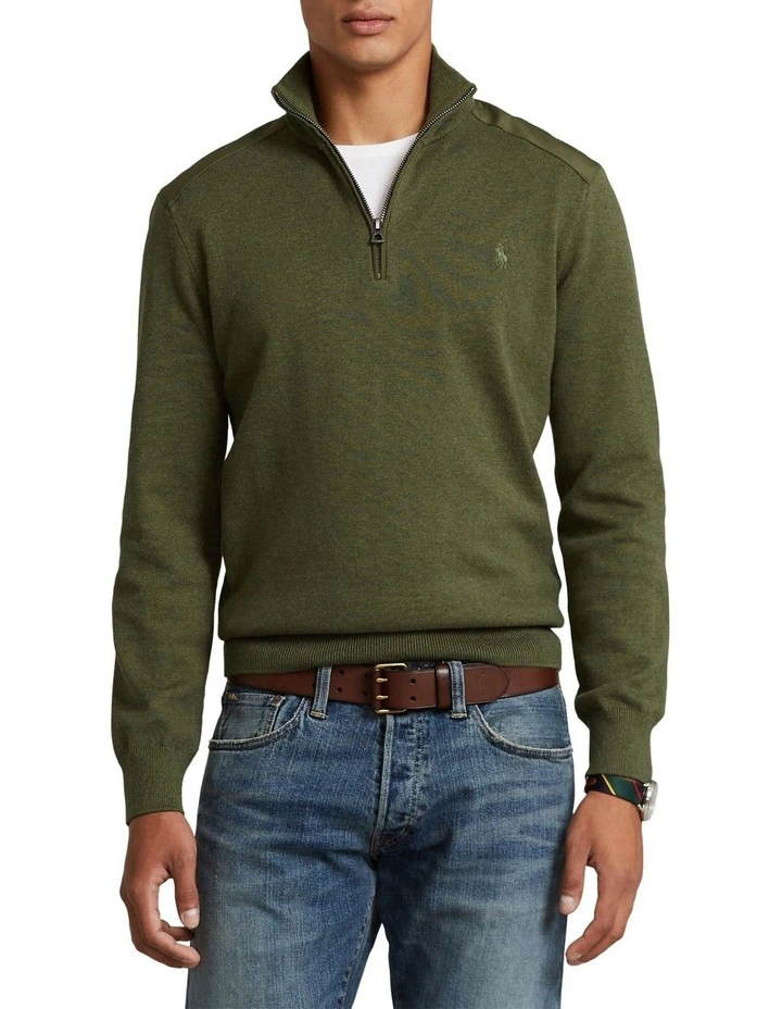 Polo Ralph Lauren Hybrid Quarter-Zip Sweater In Green 3 Polo Ralph Lauren Hybrid Quarter-Zip Sweater In Green