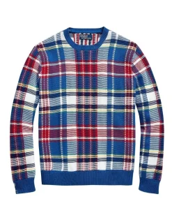 Polo Ralph Lauren Plaid Cotton Sweater In Blue -Coats Sales Store 982787140 4 720x928