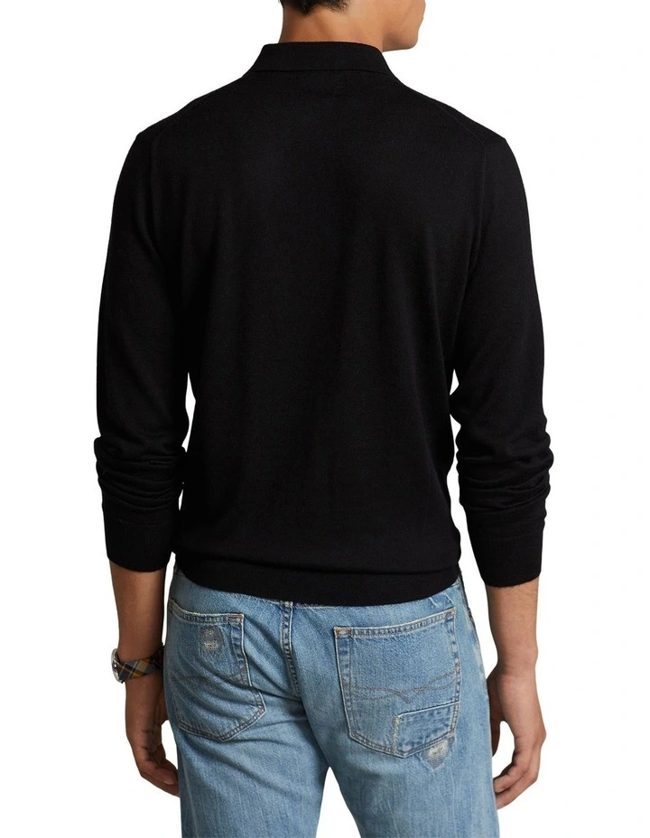 Polo Ralph Lauren Washable Wool Polo-Collar Sweater In Black 4 Polo Ralph Lauren Washable Wool Polo-Collar Sweater In Black - Image 2