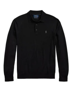Polo Ralph Lauren Washable Wool Polo-Collar Sweater In Black 9 Polo Ralph Lauren Washable Wool Polo-Collar Sweater In Black -Coats Sales Store 982790110 4 720x928