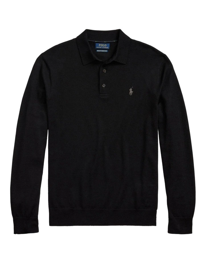 Polo Ralph Lauren Washable Wool Polo-Collar Sweater In Black 6 Polo Ralph Lauren Washable Wool Polo-Collar Sweater In Black - Image 4