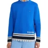 Tommy Hilfiger Placed Graphic Stripe Crew Neck Knit In Blue -Coats Sales Store 983248750 1 720x928
