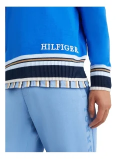 Tommy Hilfiger Placed Graphic Stripe Crew Neck Knit In Blue -Coats Sales Store 983248750 3 720x928