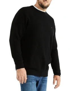 Tommy Hilfiger Cross Structure Crew Neck Knit In Black