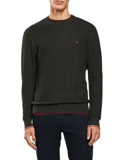 Tommy Hilfiger Exaggerated Structure Crew Neck Knit In Grey