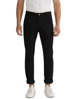 Oxford Danny Casual Organic Cotton Chinos In Black