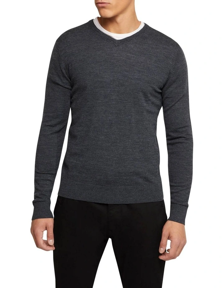 Oxford V-Neck Pure Merino Wool Pullover In Grey 3 Oxford V-Neck Pure Merino Wool Pullover In Grey
