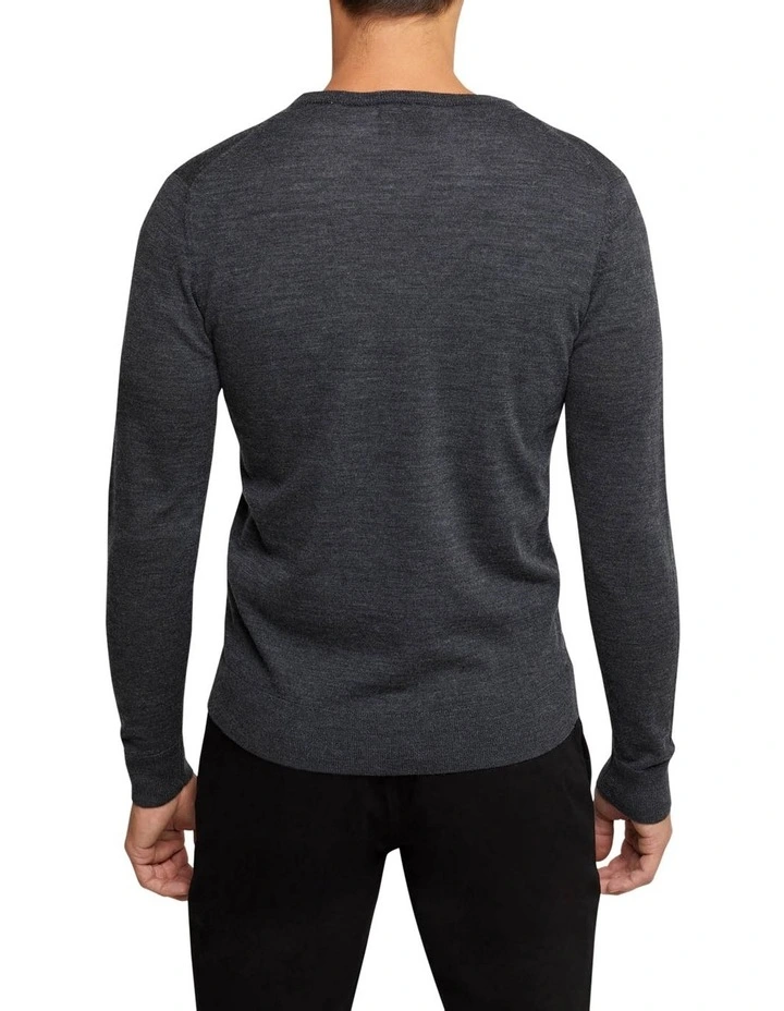 Oxford V-Neck Pure Merino Wool Pullover In Grey 5 Oxford V-Neck Pure Merino Wool Pullover In Grey - Image 3