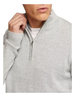 Oxford Robert Zip Neck Knit Pullover In Grey -Coats Sales Store 986194900 4 1 720x928