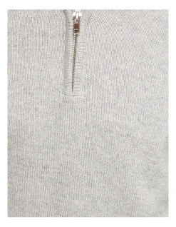 Oxford Robert Zip Neck Knit Pullover In Grey -Coats Sales Store 986194900 6 1 720x928