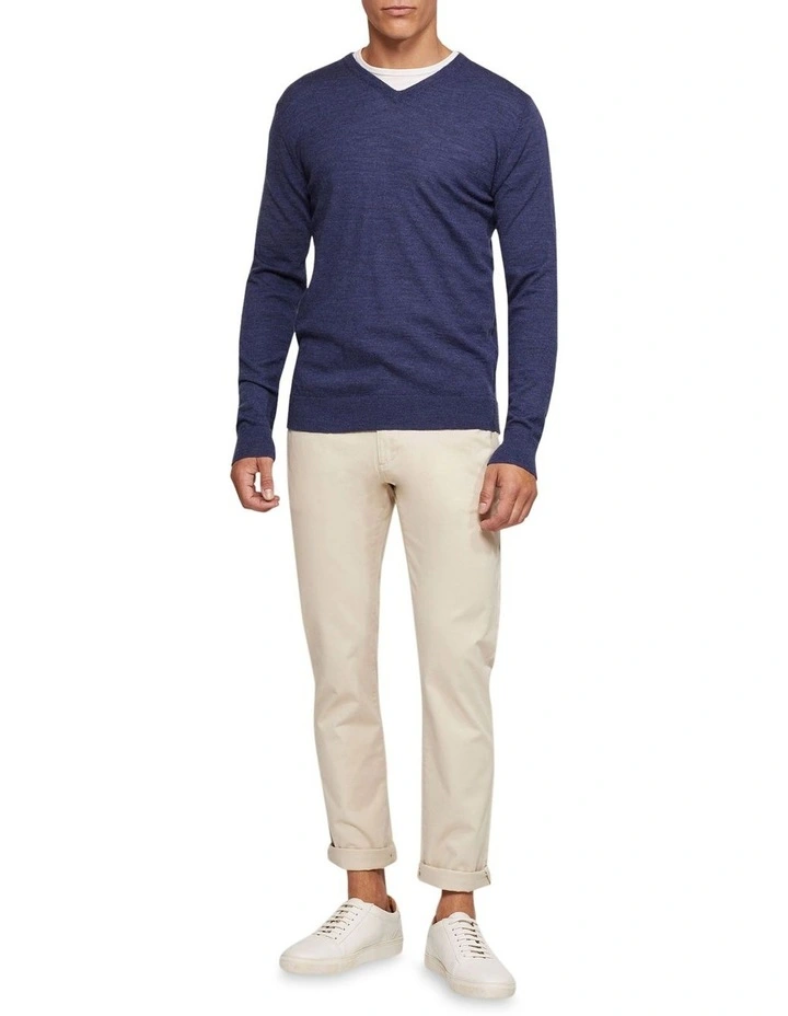 Oxford V-Neck Pure Merino Wool Pullover In Blue 3 Oxford V-Neck Pure Merino Wool Pullover In Blue
