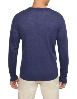 Oxford V-Neck Pure Merino Wool Pullover In Blue 10 Oxford V-Neck Pure Merino Wool Pullover In Blue -Coats Sales Store 986195800 3 720x928