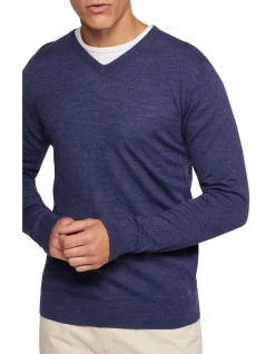 Oxford V-Neck Pure Merino Wool Pullover In Blue 11 Oxford V-Neck Pure Merino Wool Pullover In Blue -Coats Sales Store 986195800 4 720x928