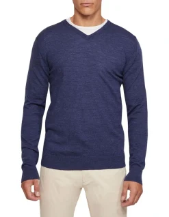 Oxford V-Neck Pure Merino Wool Pullover In Blue 12 Oxford V-Neck Pure Merino Wool Pullover In Blue -Coats Sales Store 986195800 5 720x928