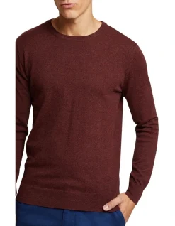 Oxford Crew Neck Cotton Cashmere Pullover In Dark Red -Coats Sales Store 986199490 3 720x928
