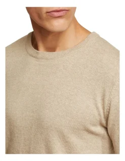 Oxford Crew Neck Cotton Cashmere Pullover In Biscuit -Coats Sales Store 986199580 4 1 720x928