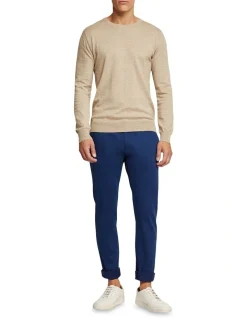 Oxford Crew Neck Cotton Cashmere Pullover In Biscuit -Coats Sales Store 986199580 5 1 720x928