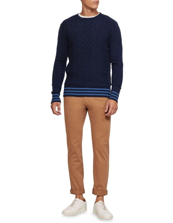 Oxford Matteo Cable Knit Pullover In Navy 3 Oxford Matteo Cable Knit Pullover In Navy