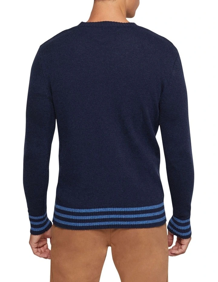 Oxford Matteo Cable Knit Pullover In Navy 5 Oxford Matteo Cable Knit Pullover In Navy - Image 3