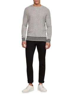 Oxford Matteo Cable Knit Pullover In Grey