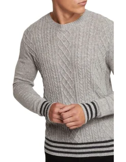 Oxford Matteo Cable Knit Pullover In Grey -Coats Sales Store 986200210 4 720x928