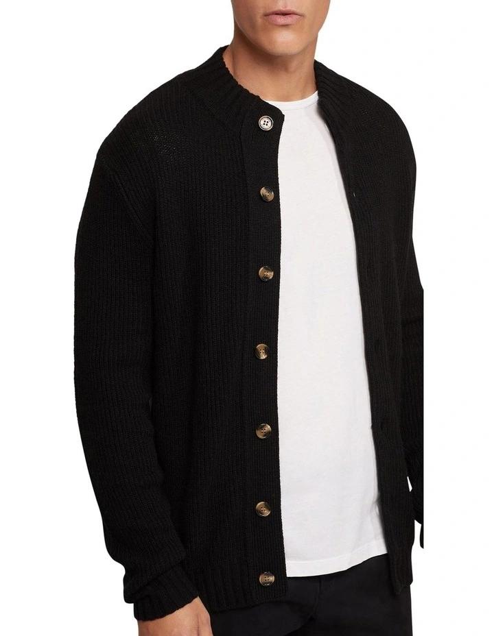 Oxford Lenny Button Up Cardigan In Black 6 Oxford Lenny Button Up Cardigan In Black - Image 4