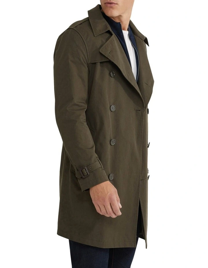 Oxford Marco Short Trench Coat In Dark Khaki 4 Oxford Marco Short Trench Coat In Dark Khaki - Image 2