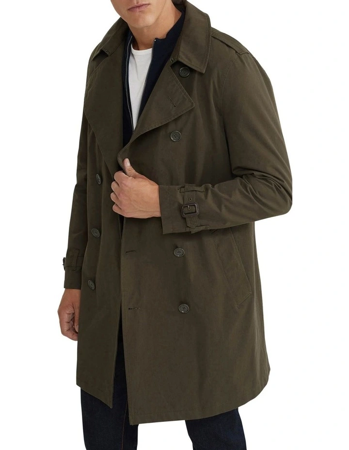 Oxford Marco Short Trench Coat In Dark Khaki 6 Oxford Marco Short Trench Coat In Dark Khaki - Image 4