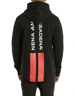 Nena & Pasadena Skyfall Hooded Dual Curved Sweater In Black