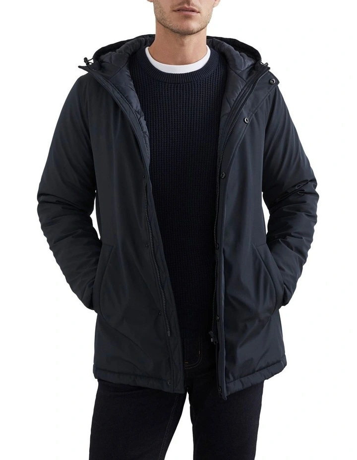 French Connection Water Resistant Parka In Blue 3 French Connection Water Resistant Parka In Blue