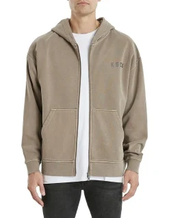KSCY Gaskill Relaxed Hooded Zip Sweater In Brown -Coats Sales Store 991649980 3 720x928