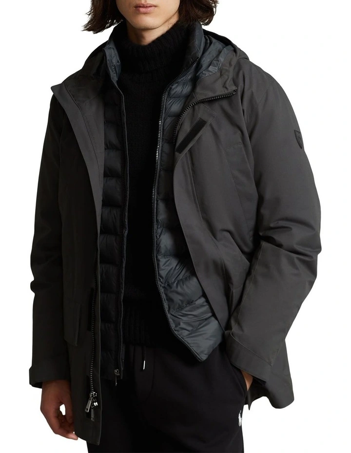 Polo Ralph Lauren Twill Hooded Coat & Quilted Liner In Grey 3 Polo Ralph Lauren Twill Hooded Coat & Quilted Liner In Grey