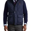 Polo Ralph Lauren Suede Trim Quilted Vest In Navy -Coats Sales Store 993955330 1 720x928